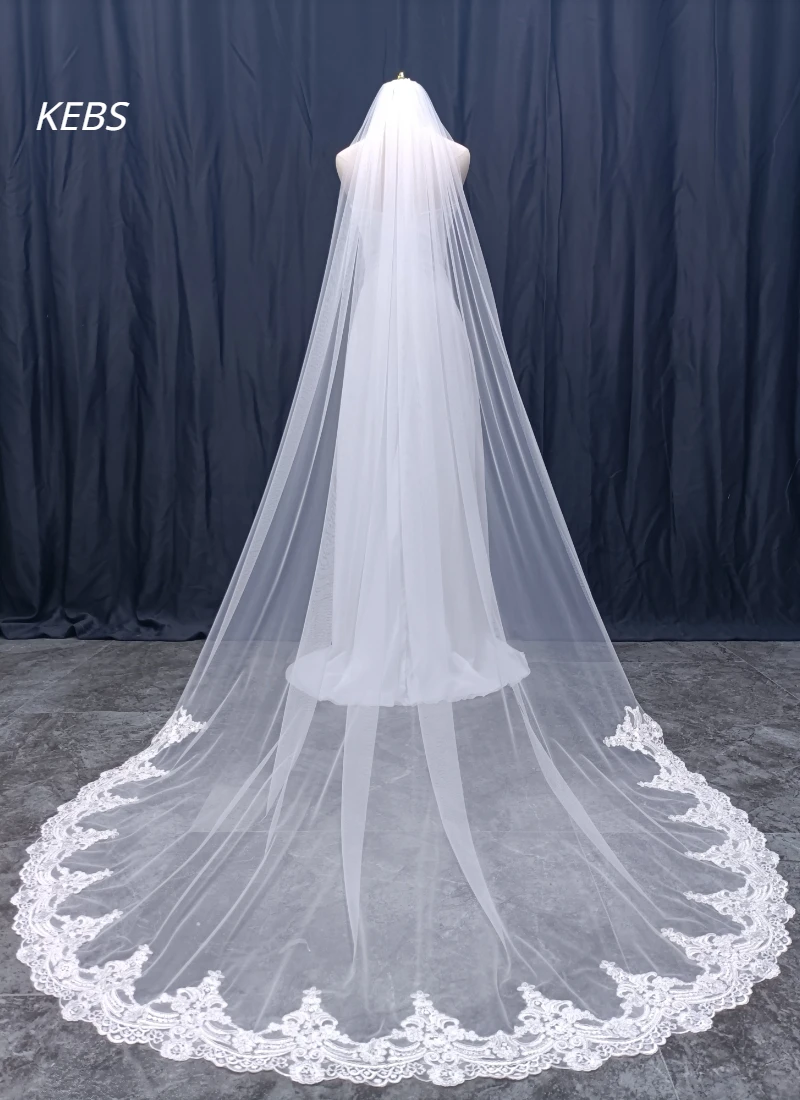 Top Trends: 3m Cathedral Wedding Veil Long Lace Trim Bridal Veil With Comb Wedding Accessories Bridal Wedding Veil Shoppable Styles