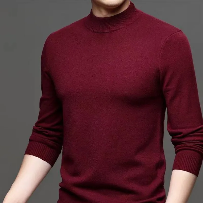 Top Trends: Autumn And Winter Solid Color Half High Neck Knitted British Fashion Pullover Street Apparel Casual Elegant Sweater Tops Shoppable Styles