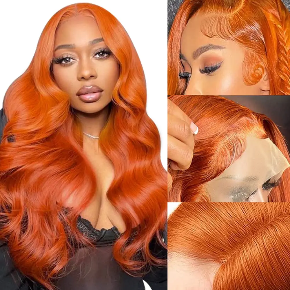 Top Trends: Orange Ginger 13x6 Hd Lace Frontal Wig Body Wave 13X4 Lace Front Human Hair Wig Colored Transparent Lace Wigs For Women On Sale Shoppable Styles