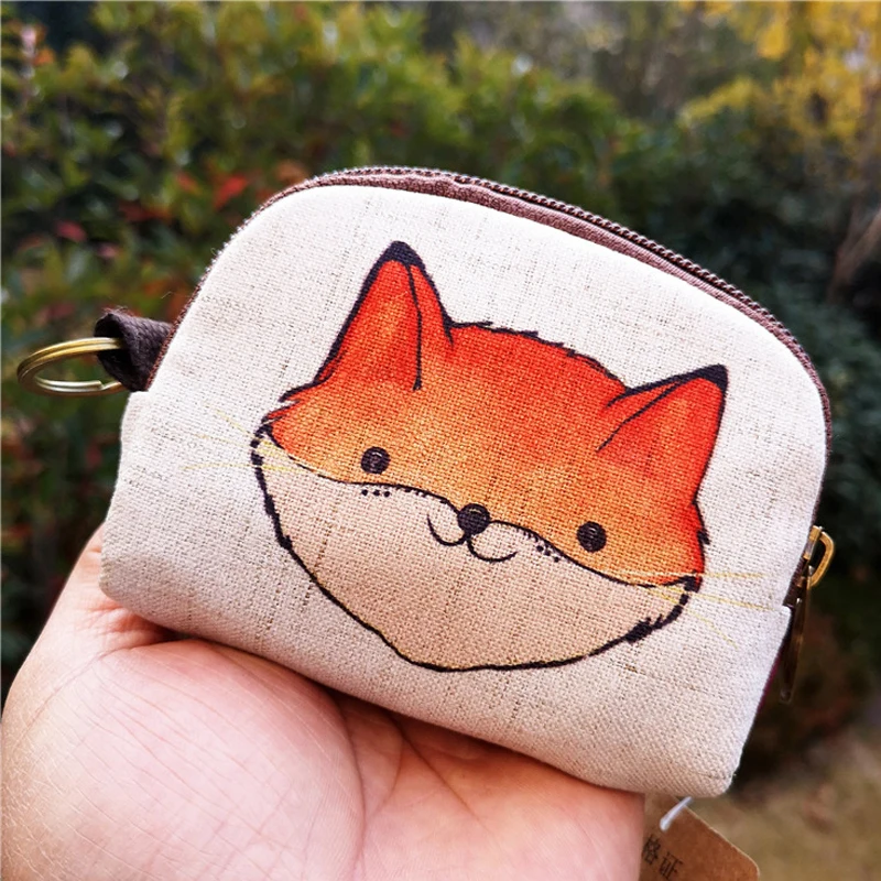 Top Trends: Cute Animal Canvas Coin Purse Short Shell Wallet Women Key Card Bag Kids Cartoon Lionmouse Fox Bear Dinosaur Small Change Purses Shoppable Styles