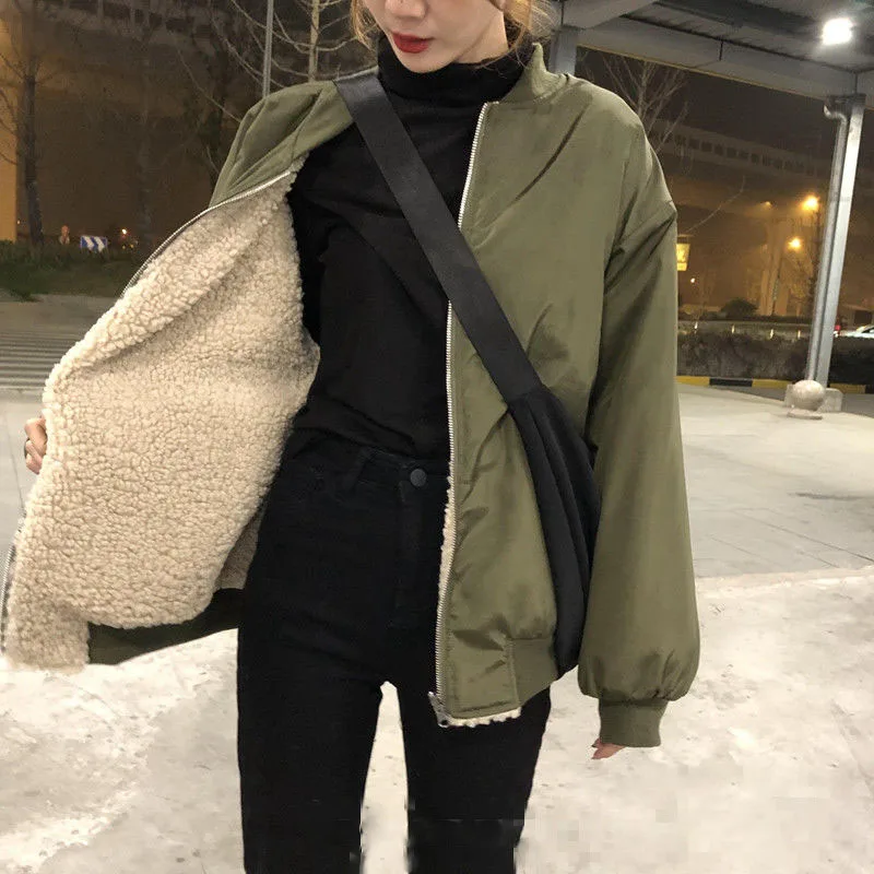 Top Trends: 2022 New Double-side Design Lamb Jacket Women Korean Fashion Warm Lamb Wool Coat Autumn Winter Thicken Casual Outwear Shoppable Styles