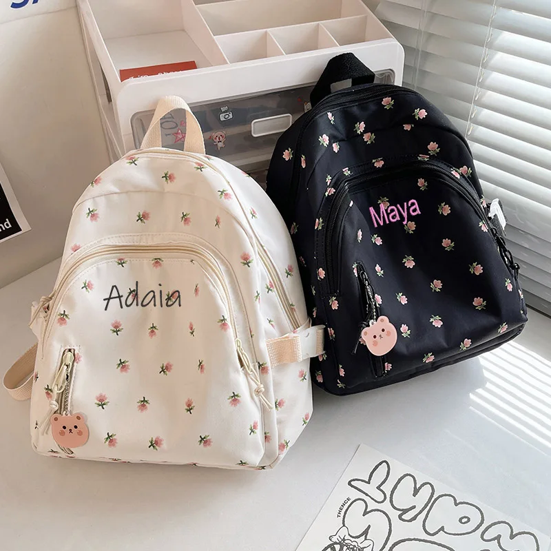 Top Trends: Personalised Embroidery Name Floral Backpack School Kawaii Backpack For Girls, Casual Daypack Ladies Backpacks Rucksack Handbags Shoppable Styles