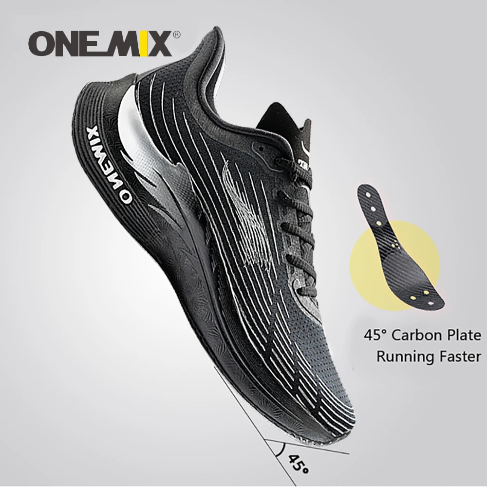 Top Trends: ONEMIX Men Marathon Carbon Running Black Breathable Mesh Sneakers Luxury Brand Wear-resistant Outdoor Walking Sport Plate Shoes Shoppable Styles