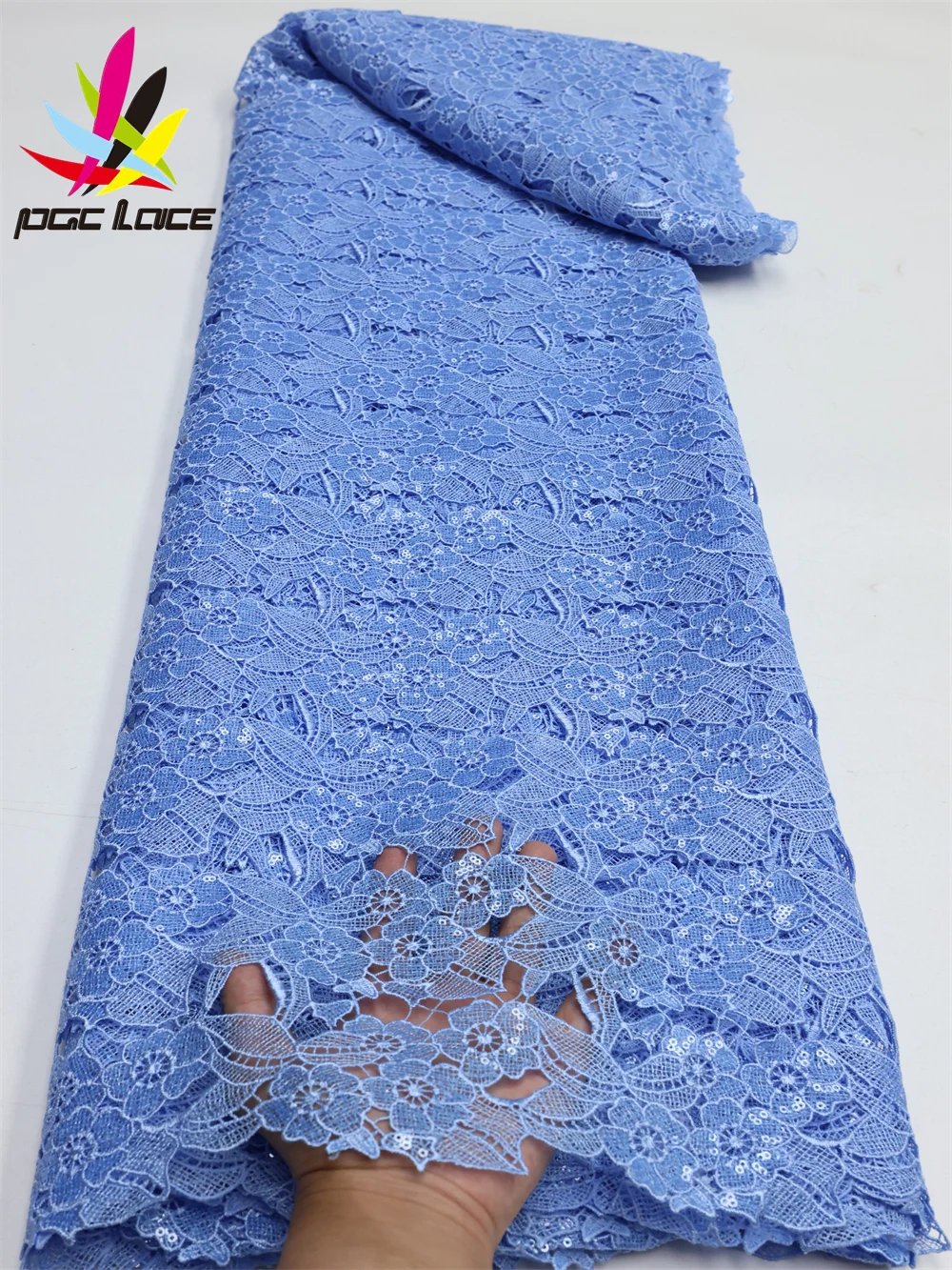 Top Trends: PGC Nigerian Guipure Sequins Lace Fabrics 2023 High Quality Cord African Lace Material French Lace Fabric For Wedding LY1460 Shoppable Styles - Image 5