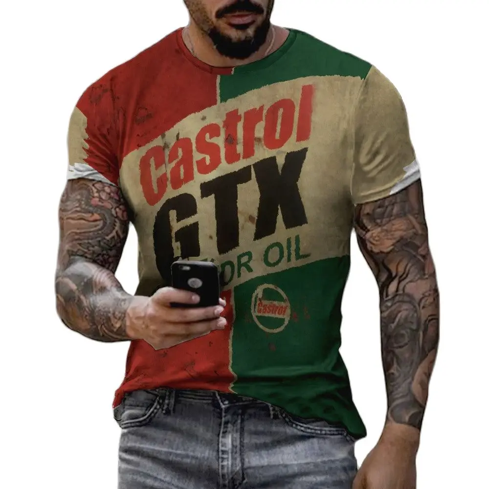 Top Trends: 2022 Vintage Castrol T-Shirts For Men 3D Oil Print Short Sleeve Top Street O-Neck Men&#039;s T Shirt Oversized Tee Shirt Man Clothing Shoppable Styles