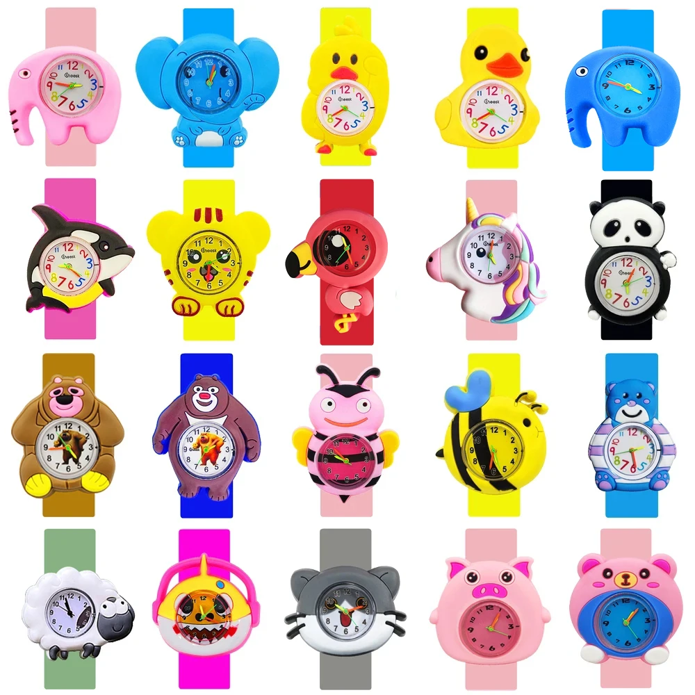 Top Trends: Cartoon 3D Animals Watches Children Birthday Party Gifts Girls Boys Toy Kids Slap Watches Baby Study Time Clock Spare Batteries Shoppable Styles