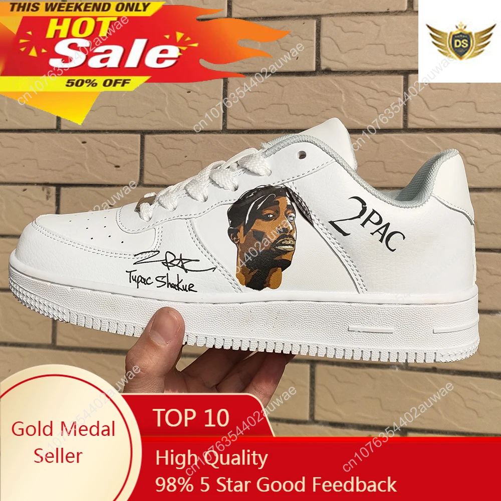 Top Trends: Tupac Rapper 2Pac Fashion Men Women Casual Shoes Male Platform Sneakers Girls Casual Kateboarding Shoes Flats 3D Graffiti Shoppable Styles