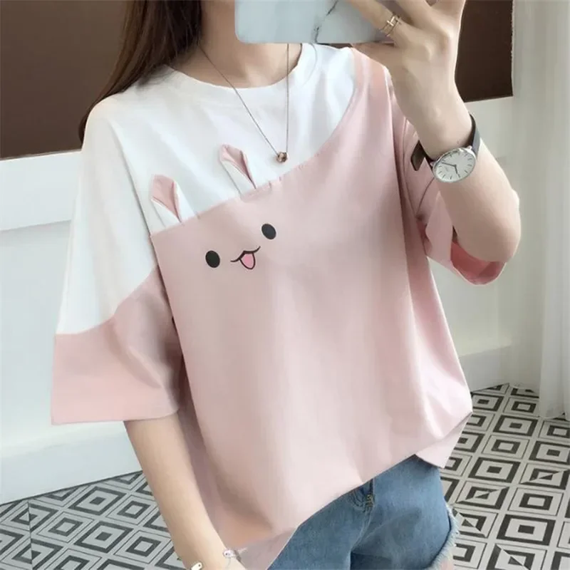 Top Trends: Kawaii Clothes T-shirts Korean Fashion Women Cute Tops Pink Girl Summer Camisetas Ropa De Mujer Blusas 2023 T Shirt Y2k Anime Shoppable Styles