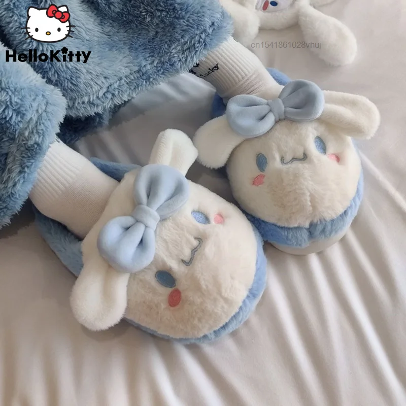 Top Trends: Sanrio Cinnamoroll Home Fuzzy Slipper Y2k Shoes Women Winter Contton Warm Plush Non Slip Grip Fluffy Kawaii Embroidery Shoes Shoppable Styles