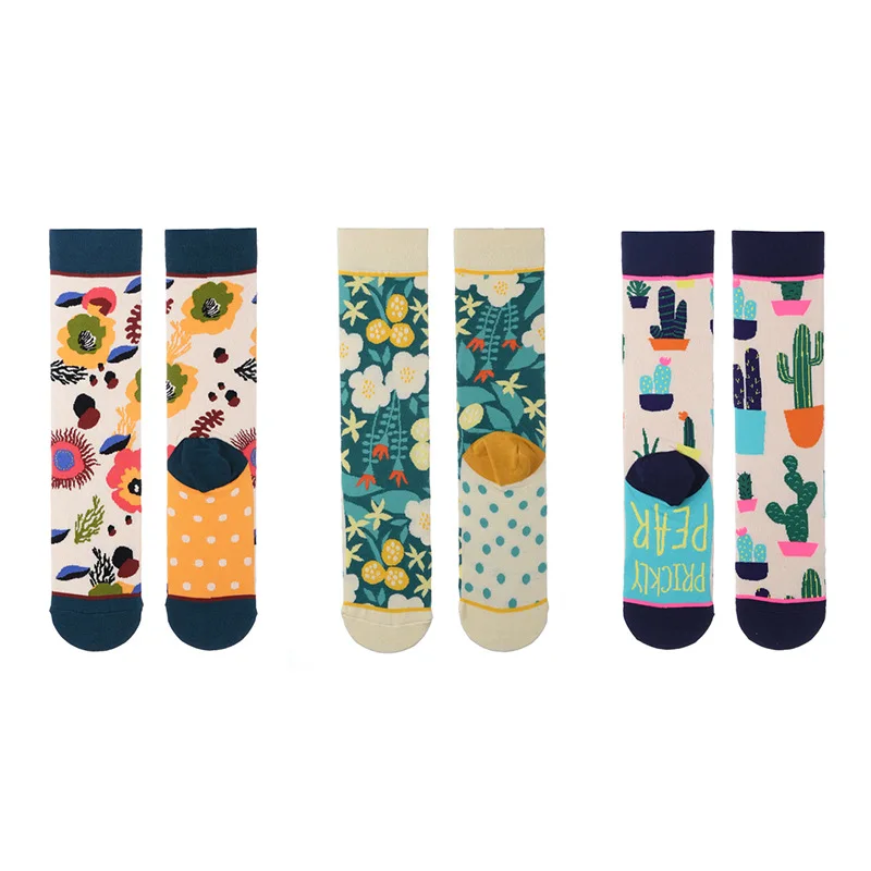 Top Trends: Autumn And Winter Socks Women&#039;s Stockings Plant Cactus Graffiti Cotton Socks Personality Fashion Straight Trendy Socks Shoppable Styles