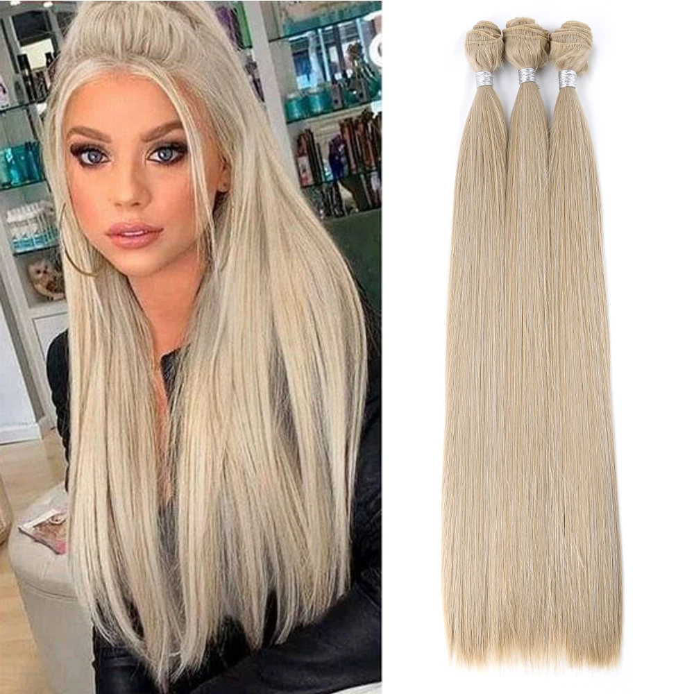 Top Trends: Synthetic Straight Hair Weave Bundles Синтетический пучок прямых волос 20 24 26 28 Inch Tissage Cheveux Weaving Extension Shoppable Styles