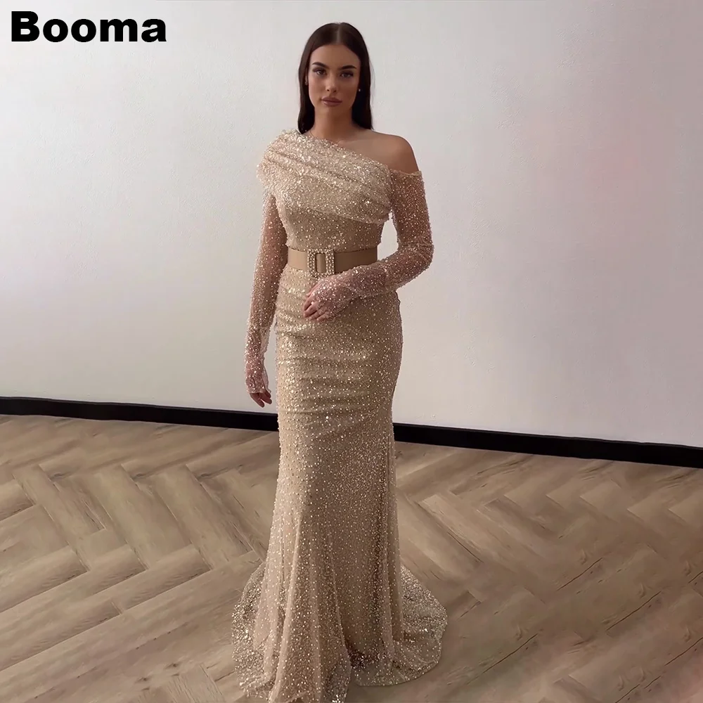 Top Trends: Booma Gilter Luxury Women's Evening Dresses One Shoulder Belt Formal Dresses For Wedding Party Celebrate Prom Gowns Saudi Arabia Shoppable Styles