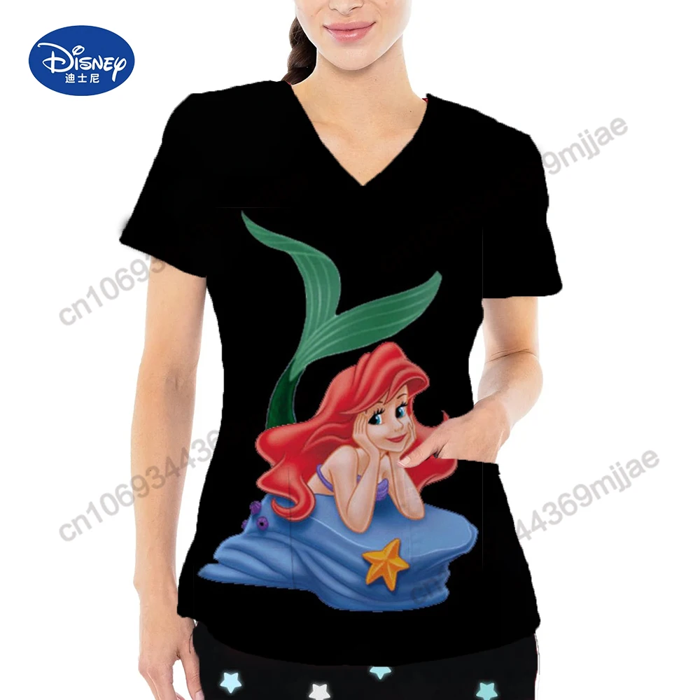 Top Trends: Disney 2000s Tops Y2k Clothing Nurse Uniform Women's Clothing Summer 2023 Novelties V-neck Pocket Cute Clothes Graphic Tee Kpop Shoppable Styles