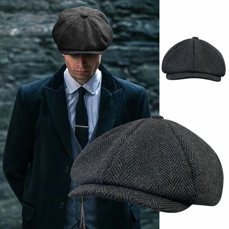 Top Trends: Spring Autumn Classic Herringbon Beret Tommy Shelby Hat Retro British Newsboy Cap Gatsby Octagonal Hats NZ295 Shoppable Styles