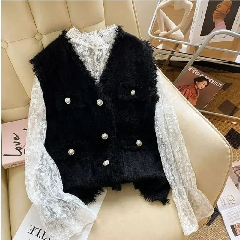 Top Trends: Elegant V-neck Pearl Button Cardigan Pocket New 2022 Women&#039;s Small Fragrance Sweater Vest Jacket Fashion Casual Coat Top Shoppable Styles