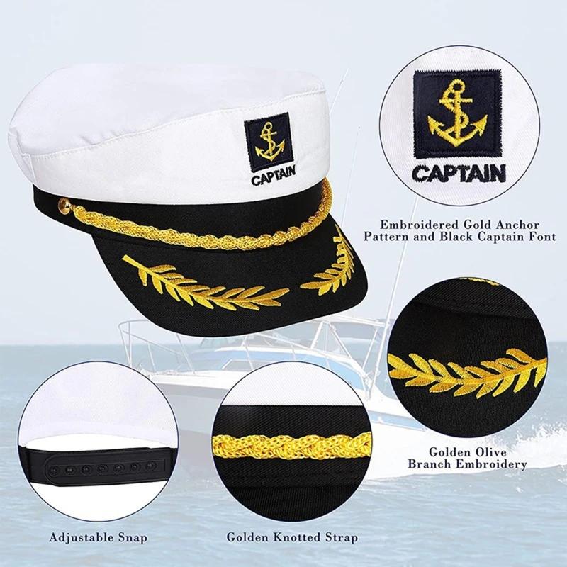 Top Trends: M2EA Sailor Hat Yacht Captain Hat Sailor Captain Costume Men Navy Marine Hat Adjustable Boat Navy Hat For Adult Kid Men Women Shoppable Styles