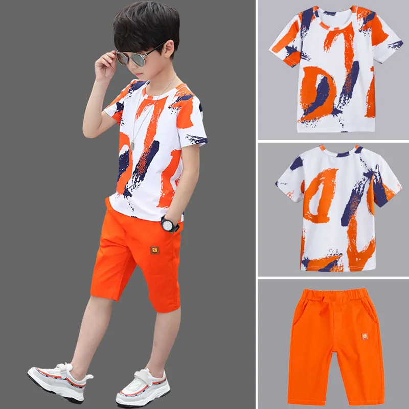 Top Trends: Boys Kids 2023 New Summer Outfits Cotton Teenage Boys Clothing Casual Suit Children Short Sleeve Shirt Shorts Set 4 6 8 12 Years Shoppable Styles