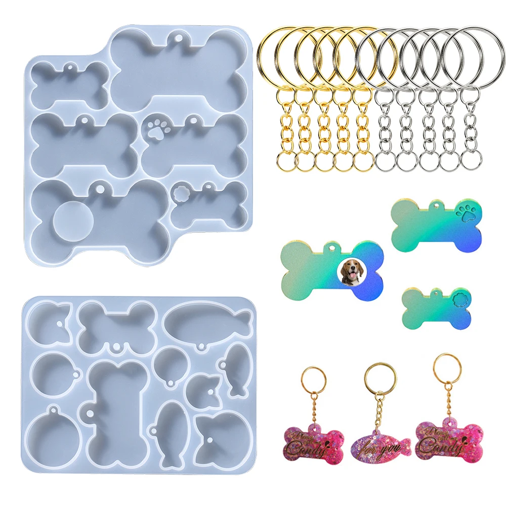 Top Trends: Dog Cat Tag Silicone Mold Dog Bone Shape Epoxy Resin Mould For DIY Pets Key Chain Necklace Pendants Epoxy Resin Molds Crafts Shoppable Styles