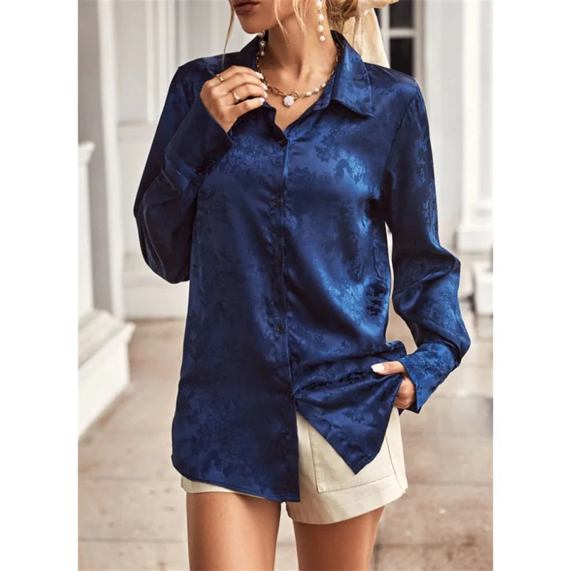 Top Trends: Women&#039;s Clothing Temperament Versatile 2023 Autumn And Winter New Spliced Button Lapel Long Sleeve Simplicity Solid Color Shirt Shoppable Styles