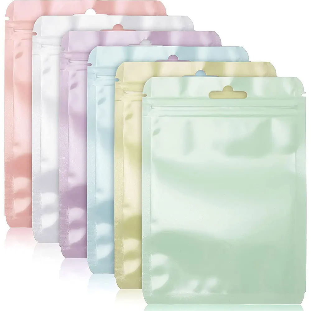 Top Trends: 50pcs / lot Reusable Plastic Zip Lock Bags Transparent Macaron Color Sealing Bag For DIY Jewelry Retail Display Wrap Packaging Bag Shoppable Styles