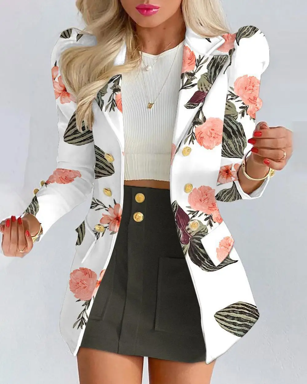 Top Trends: Blazer Mini Skirt Sets Two Piece Set For Women Print 2 Piece Sets Outfit Blazer Set Women Blazers Jackets Work Office Lady Suit Shoppable Styles