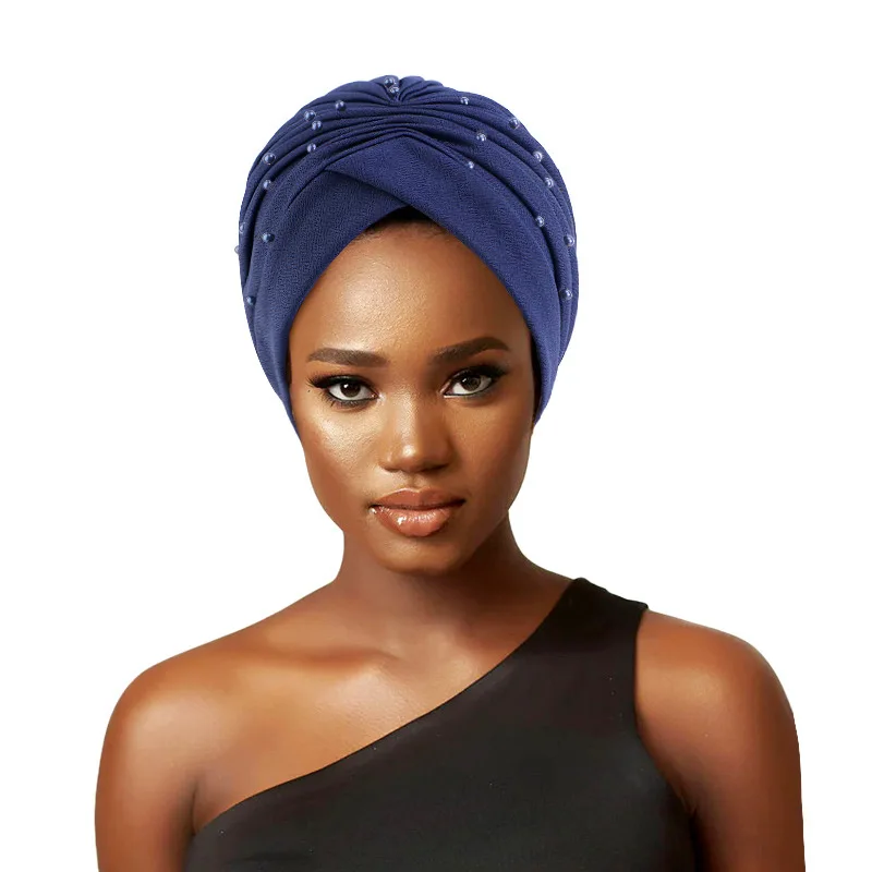 Top Trends: New Women Pearls Beaded Turban Hats Beanies Muslim Headwraps Ladies Hijab Stretch African Hair Loss Bonnet Chemo Cancer Cap Shoppable Styles - Image 4