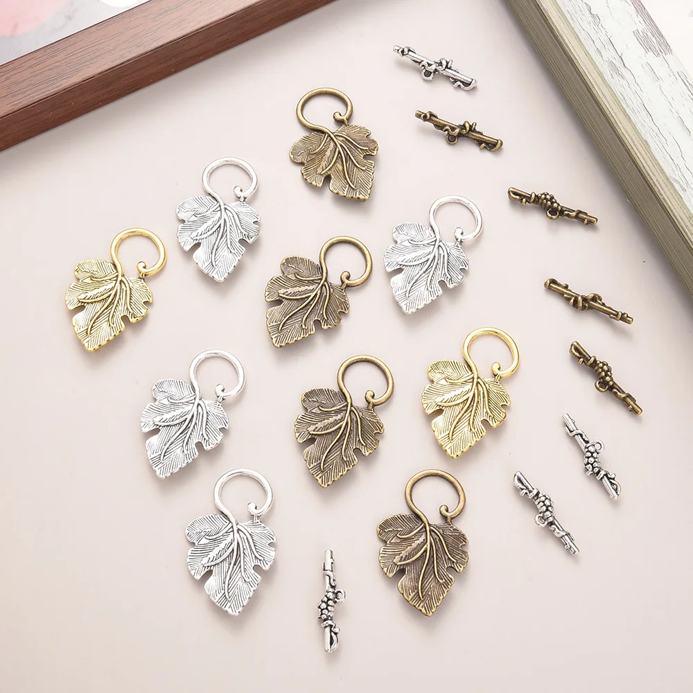 Top Trends: 10 Sets Antique Silver Gold Grape Leaf Flower Toggle Clasps For Jewelry Making Bracelet DIY Toggle Clasp Handmade Accessories Shoppable Styles