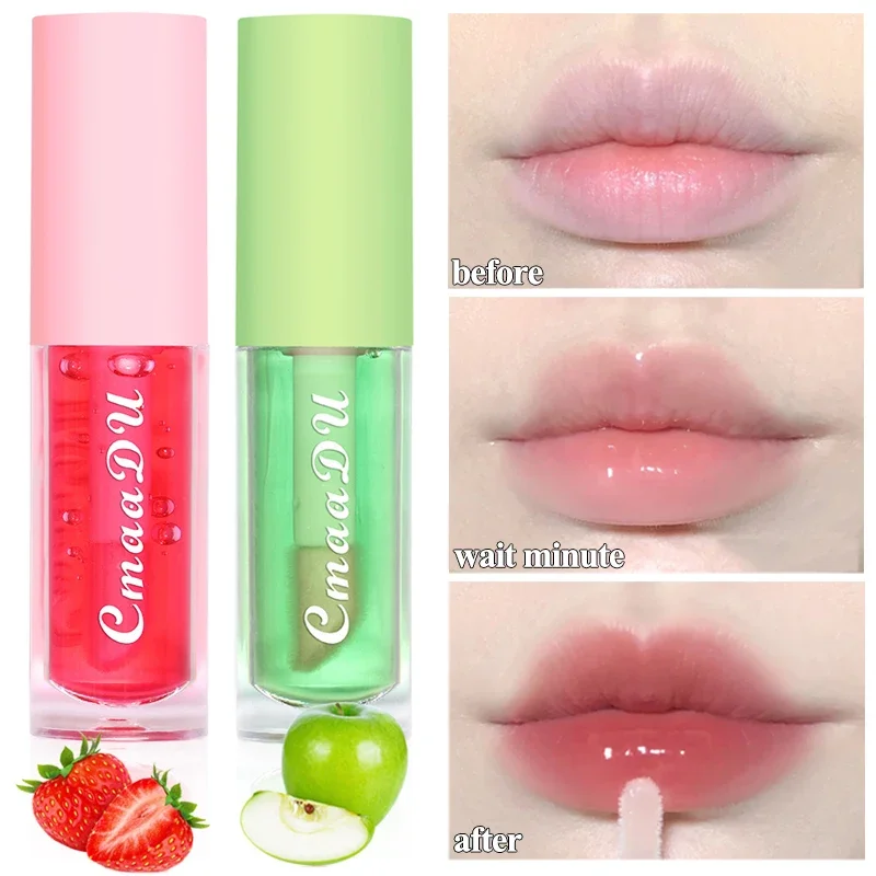 Top Trends: Color Changing Jelly Lip Oil Strawberry Cherry Fruity Lip Gloss Natural Lasting Moisturizing Reduce Lip Lines Plumping Lips Care Shoppable Styles