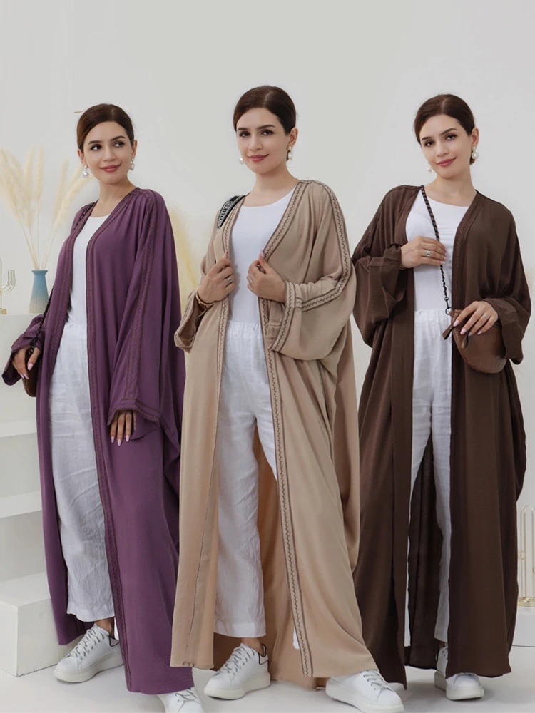 Top Trends: Ramadan Open Muslim Kimono Abaya Dubai Turkey Arabic Hijab Dress Islamic Clothing Jalabiya For Women Robe Femme Musulmane Kaftan Shoppable Styles