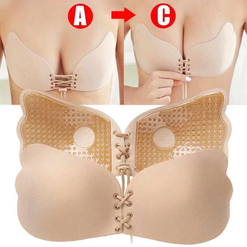 Top Trends: Women Invisible Strapless Adhesive Stick Bra Self Stick Bra Sexy Backless Seamless Silicone Push Up Bras Underwear Lingerie Bras Shoppable Styles