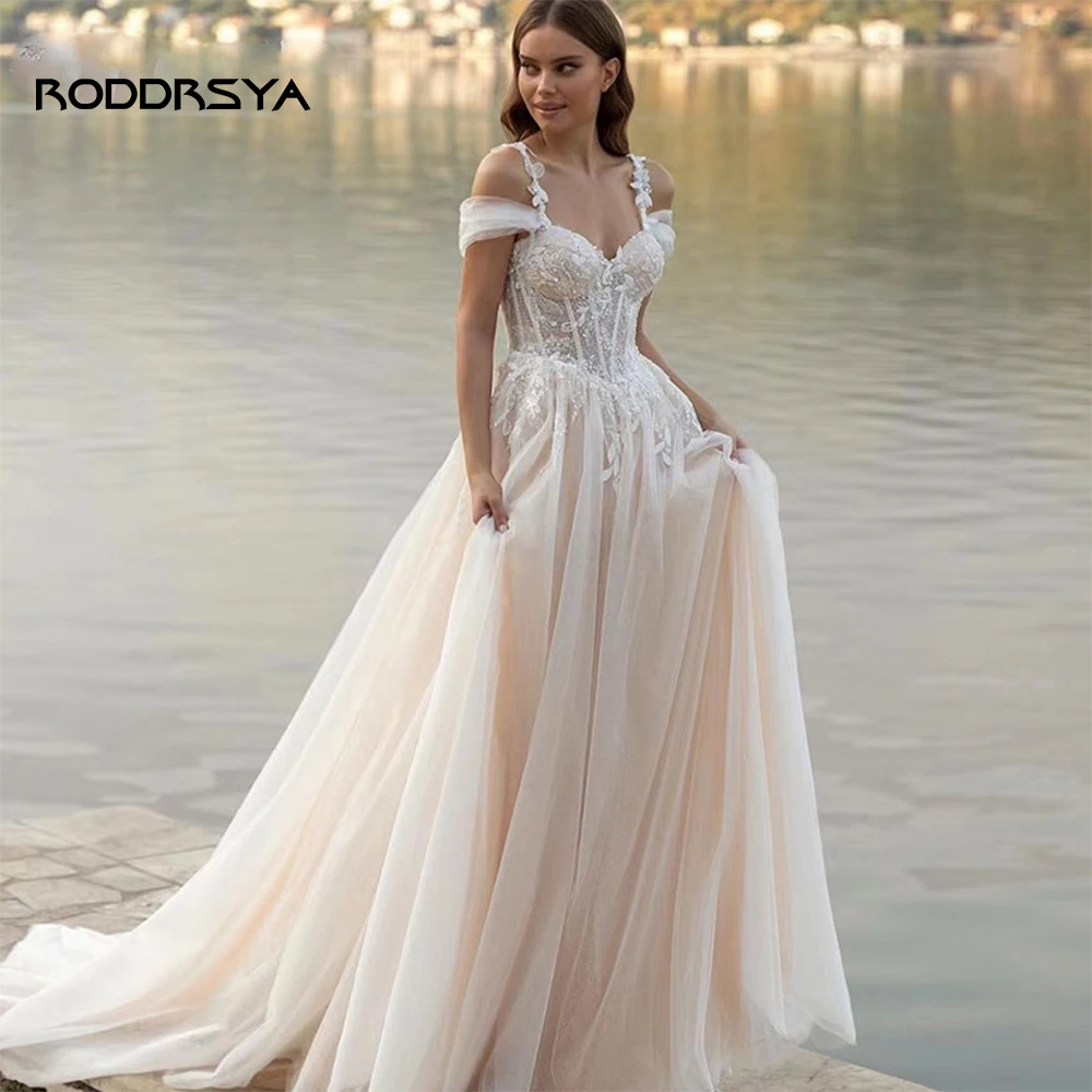 Top Trends: RODDRSYA Boho Wedding Dresses A-Line Spaghetti Straps Off The Shoulder Appliques Beading Bridal Gown For Women Vestidos De Noiva Shoppable Styles