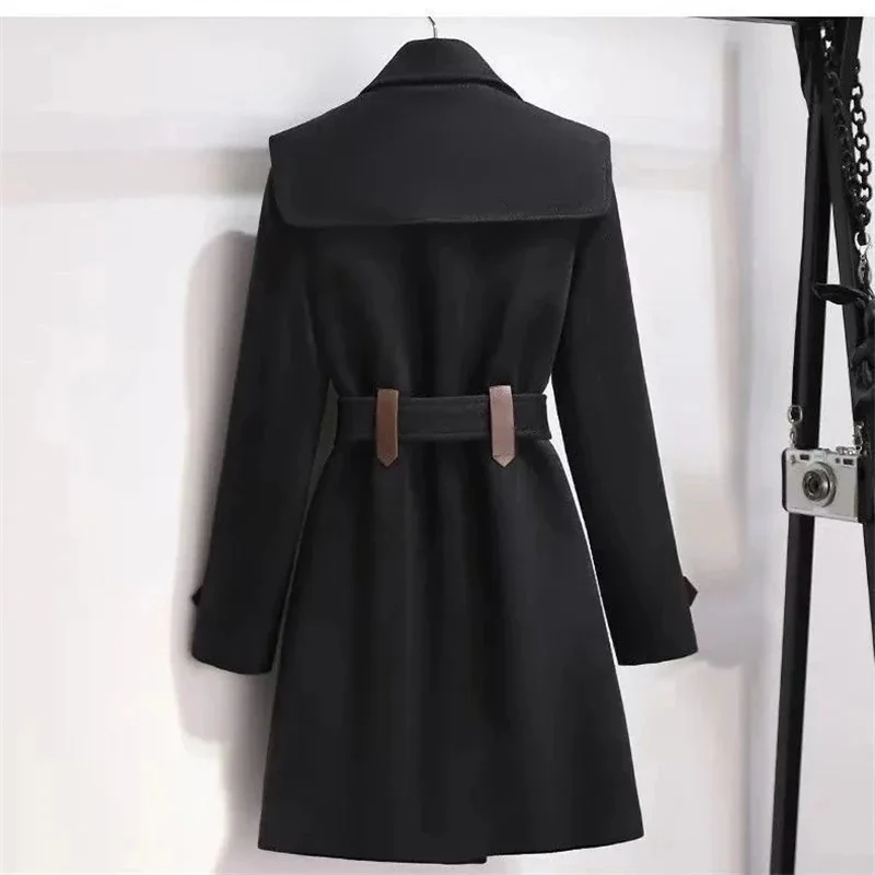 Top Trends: 2023 New Autumn And Winter Wool Jacket Womens Clothing Woolen Coats Slim Belt Elegant Long Coat Female Beige Black Outerwear Shoppable Styles - Image 4