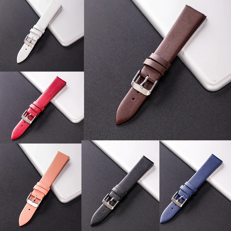 Top Trends: Cowhide Leather Watchband Genuine Leather Watchband Strap 12mm 14mm 16mm 18mm 20mm 22mm With Silver Color Stainless Steel Buckle Shoppable Styles