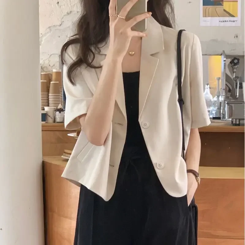 Top Trends: Fried Street Short Sleeve Suit Coat Women's Thin 2022 Summer New Korean Version Dropped Loose Short Casual Small Suit Shoppable Styles