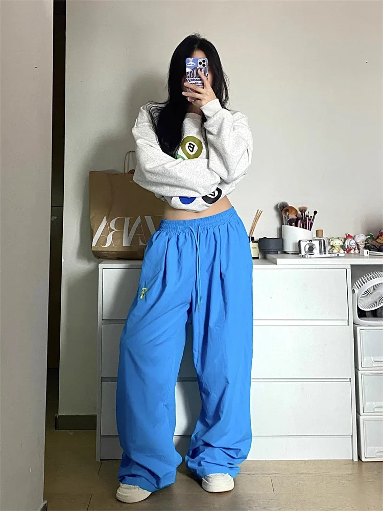 Top Trends: QWEEK Korean Fashion Solid Track Pants Women Y2K Kpop Quick Dry Sweatpants Oversize Harajuku Streetwear Hip Hop Wide Leg Joggers Shoppable Styles - Image 5