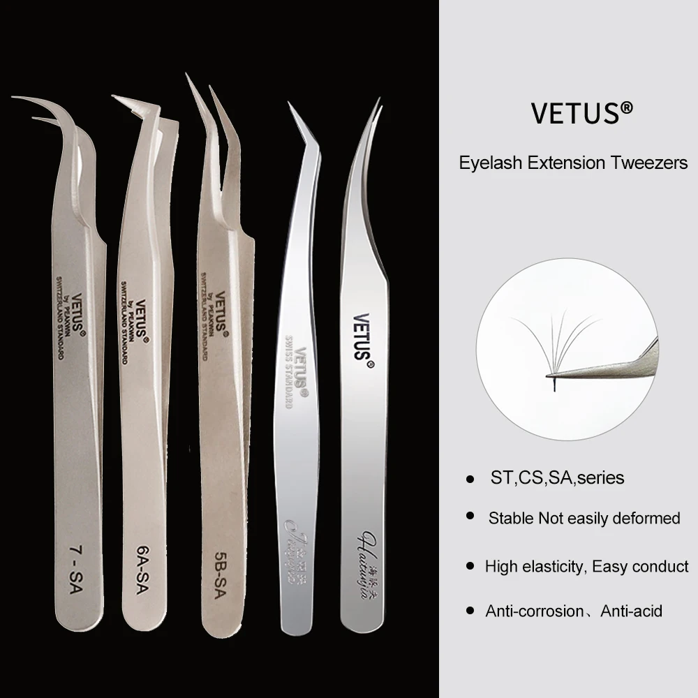 Top Trends: VETUS 1 Pcs Volume Lash Tweezers Stainless Steel Eyelash Tweezers For Eyelash Extension Eye Makeup Tools SA ST Shoppable Styles