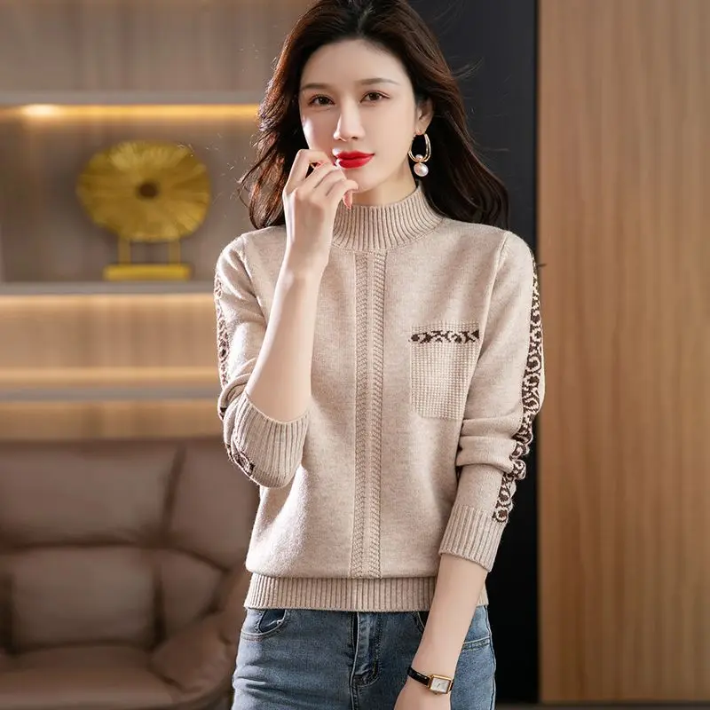 Top Trends: Pull Femme New High Collar Ladies Pullovers Long Sleeve Autumn Winter Knitwears Vintage Warm Sweaters For Women 2023 Bottom Tops Shoppable Styles