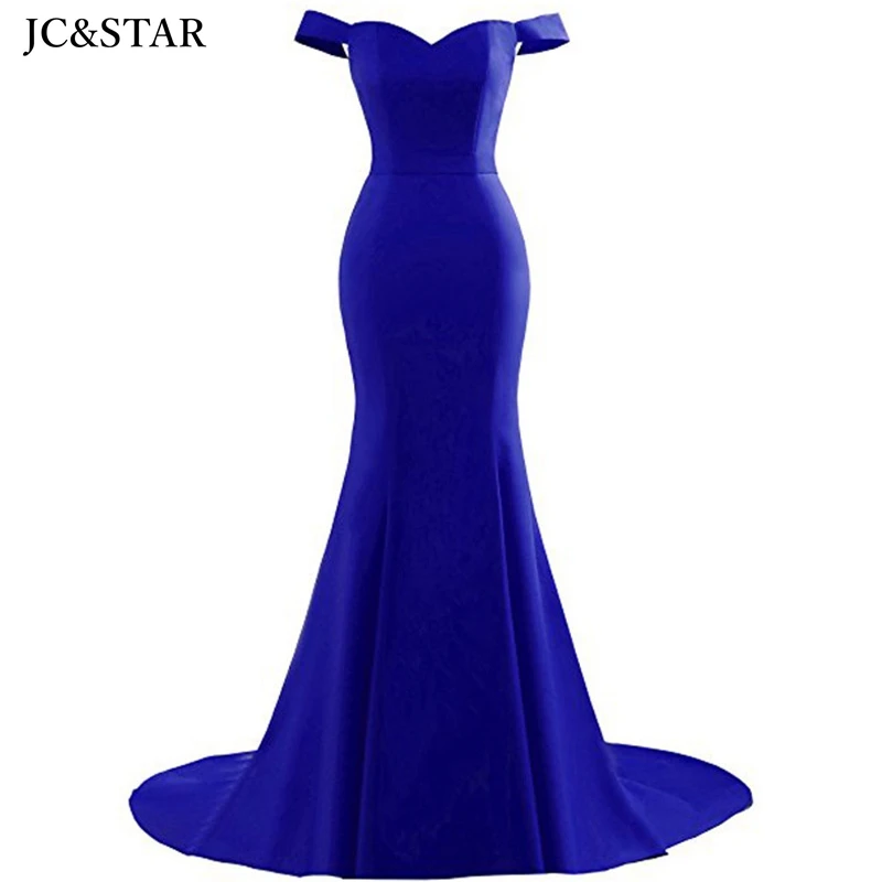 Top Trends: Royal Blue Bridesmaid Dresses Mermaid Vestidos De Fiesta Para Bodas Satin V Neck Off The Shoulder Short Sleeves Sexy Prom Gowns Shoppable Styles