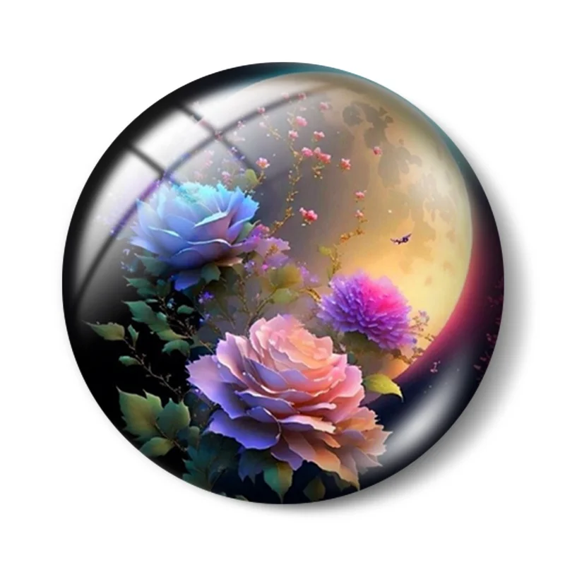 Top Trends: Beautiful FlowerS Night Images12mm / 16mm / 18mm / 25mm 10pcs Round Photo Glass Cabochon Demo Flat Back Making Findings Shoppable Styles - Image 5