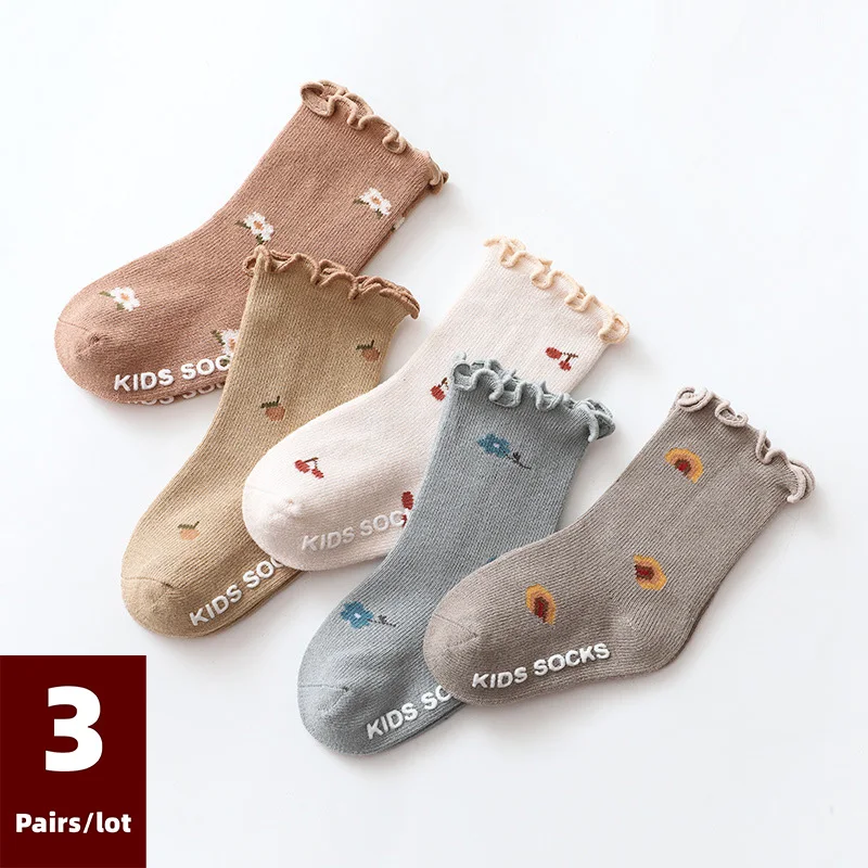 Top Trends: 3 Pairs / lot Children&#039;s Socks Solid Autumn Spring Boy Anti Slip Newborn Baby Socks Cotton Infant Socks For Girls Boys Floor Socks Shoppable Styles