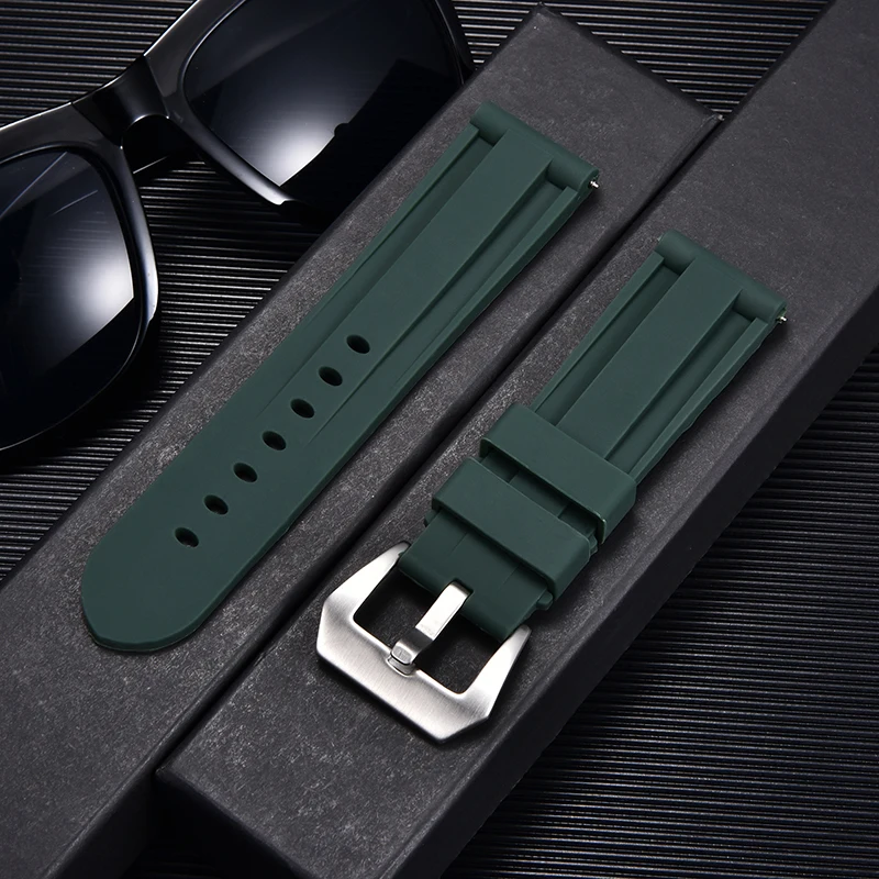 Top Trends: Silicone Watch Band 22mm 24mm 26mm Stainless Steel Buckle Waterproof Rubber Watch Straps High Quality Replacement Watchbands Shoppable Styles