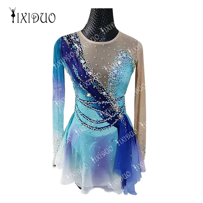 Top Trends: Professional Figure Skating Dress For Women's Girls' Ice Skating Competition Costume Long Sleeve Outfits With Shiny Rhinestones Shoppable Styles