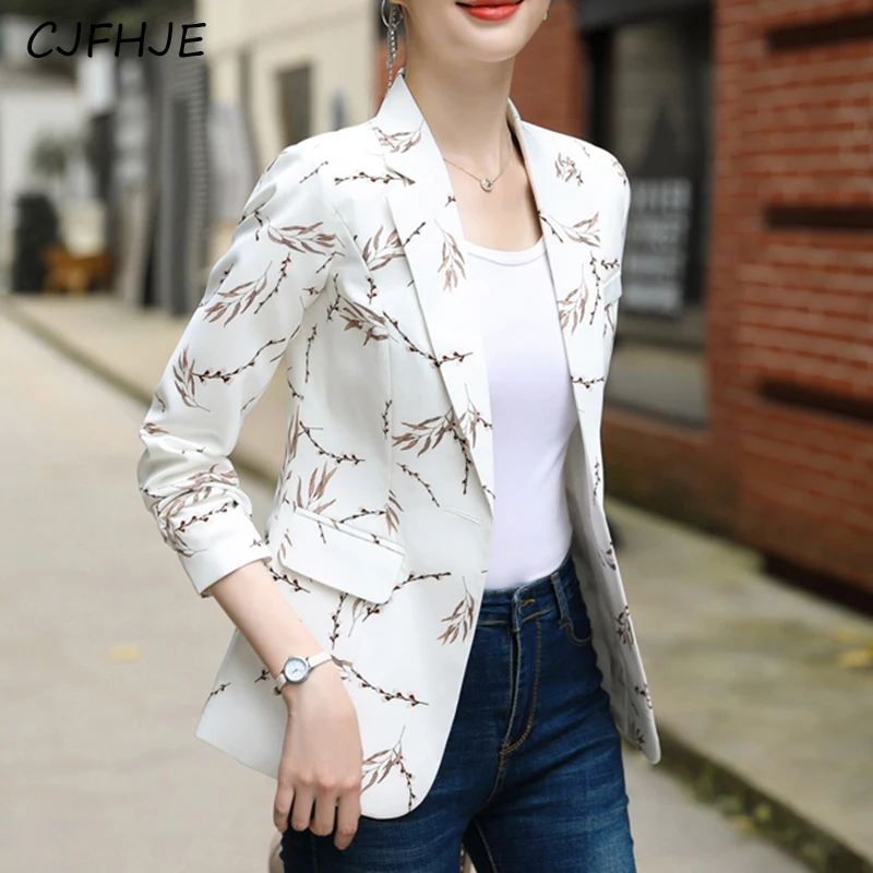 Top Trends: CJFHJE New Korean British Style Printed Long Sleeved Small Suit Spring Fashionable Women Slim Fit One Button Suit Jacket Top Shoppable Styles