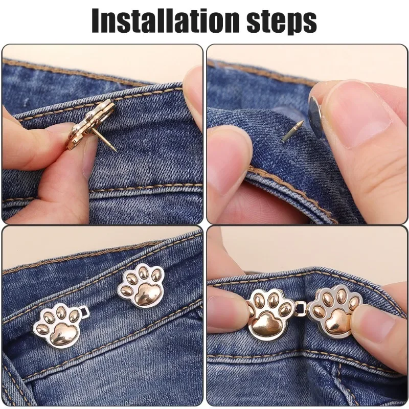 Top Trends: Cute Cat Claw Tighten Waist Buckle Metal Brooches Pins Clip Adjustable Snap Button Jeans Buttons Detachable Clothing Accessories Shoppable Styles - Image 6