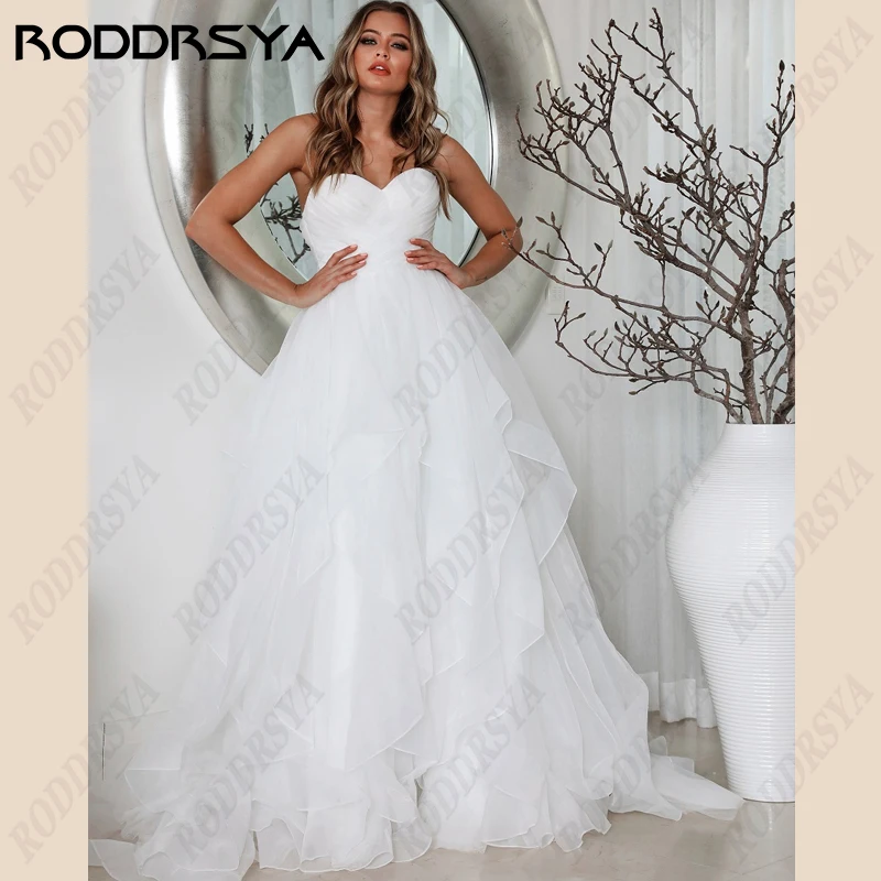 Top Trends: RODDRSYA Beach Strapless Wedding Dresses For Women Princess A-line Sleeveless Boho Bride Party Tulle Backless Vestidos De Novia Shoppable Styles