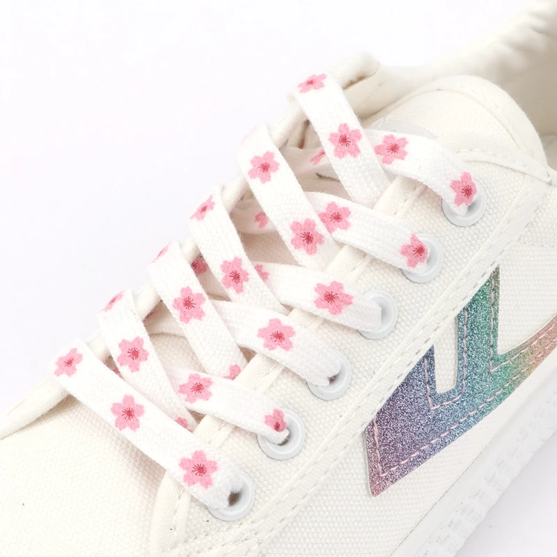 Top Trends: Fashion Sakura Shoelaces Flat Little Daisies Shoe Laces High-top Canvas Sneakers Shoelace AF1 Laces Shoe Strings 100 / 120 / 140 / 160 Shoppable Styles - Image 5