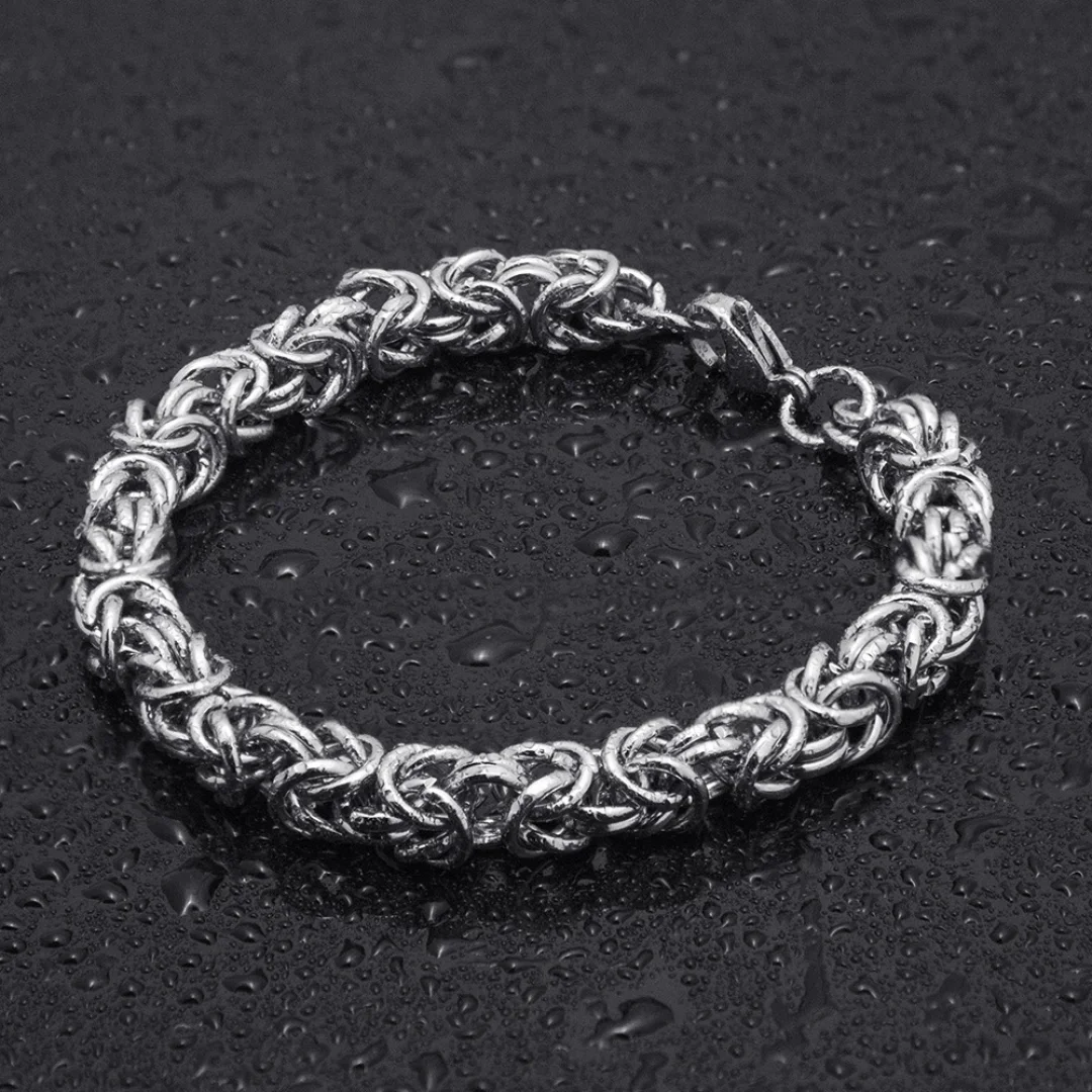 Top Trends: Titanium Steel Link Ring Braided Chain Bracelet Bangle Silver Plated Glamor Punk Domineering Rock Party Biker Jewelry For Men Shoppable Styles