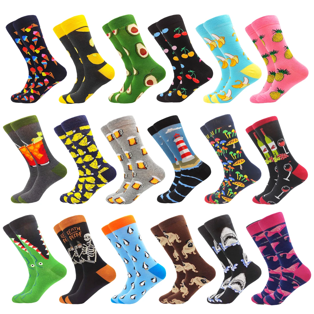 Top Trends: Novelty Fashion Cartoon Cotton Mens Socks Hip Hop Harajuku Kawaii Pink Fruit Animal Print Beer Funny Casual Socks Gifts For Men Shoppable Styles