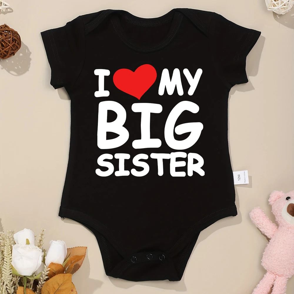 Top Trends: High Quality Cotton Newborn Clothes “I Love My Big Sister” Aesthetic Cute Baby Boy Bodysuit Summer Casual Infant Girl Onesie Shoppable Styles