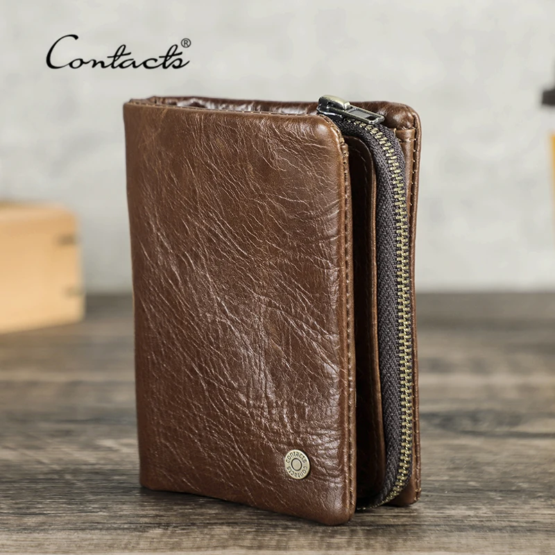 Top Trends: CONTATC&#039;S New Short Wallet Men Genuine Leather RFID Bifold Wallet With Credit Card Holder Luxury Zipper Male Coin Purse Small Shoppable Styles